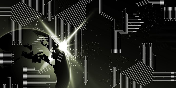 Futuristic interface global map charts.