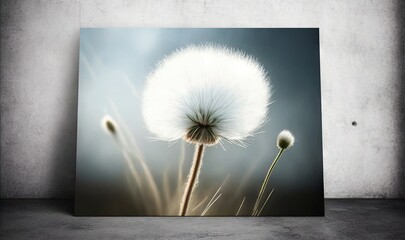  a picture of a dandelion on a gray background.  generative ai
