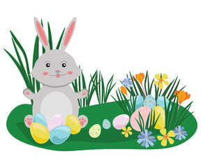 easter bunny with easter eggs