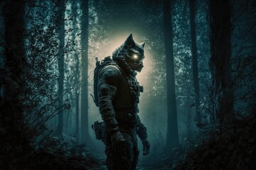 Fototapeta premium person in the woods generative ai