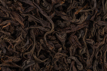 Black tea leaves close up