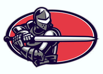 Knight Noble Sword Warrior in Bold Sport Logo Style