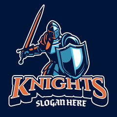 Sport Mascot Style of Brave Knight Warrior