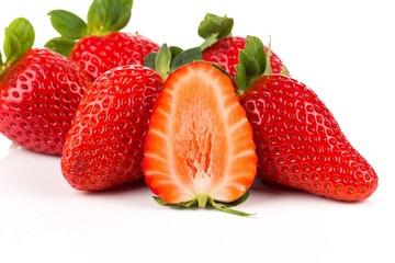 Red ripe strawberry fruits