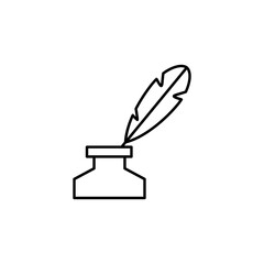 Pen in the inkwell outline icon. Simple vector for UI and UX, website or mobile application on white background