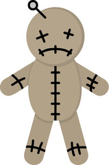 Voodoo doll, color, needle vector icon