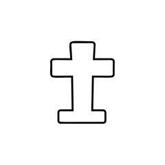 Obraz premium Cross Tombstone icon. Simple outline vector of halloween for UI and UX, website or mobile application on white background