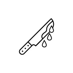 Knife and Blood icon. Simple outline vector of halloween for UI and UX, website or mobile application on white background