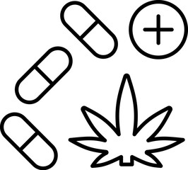 marijuana, pills icon. Simple thin line, outline vector of Marijuana icons for UI and UX, website or mobile application on white background