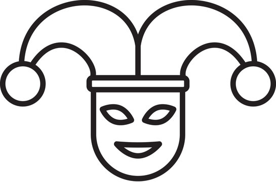 Mardi gras, joker icon. Simple thin line, outline vector of Mardi Gras icons for UI and UX, website or mobile application on white background