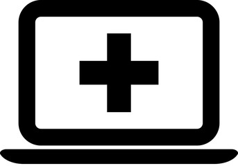 Obraz premium The icon of Medical cross on laptop. Simple flat icon illustration, vector of Medical cross on laptop for a website or mobile application on white background