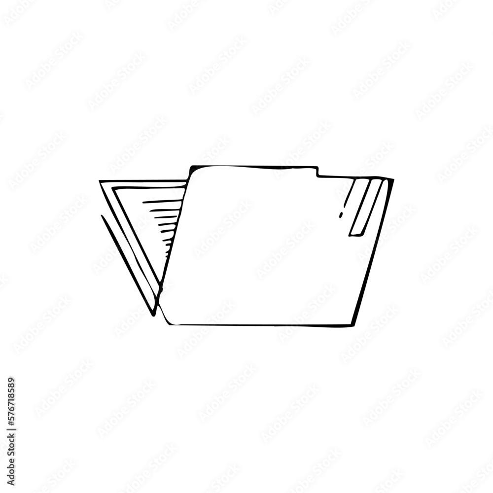 Poster open folder with file sketch