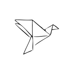 origami, crane sketch vector illustration on a transparent background