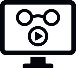 online, education, training, glasses, video vector icon