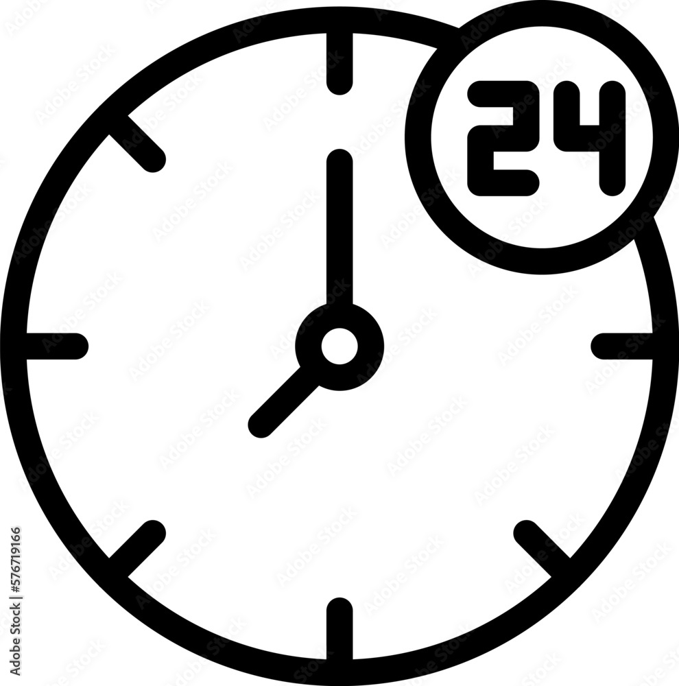 Poster 24 hours, clock icon. simple thin line, outline vector of project management icons for ui and ux, we