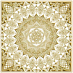 マンダラアート(ハート、幾何学模様、円形、五角形、金細工、立体的)