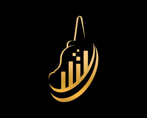 Chart growth up with javanese symbol above