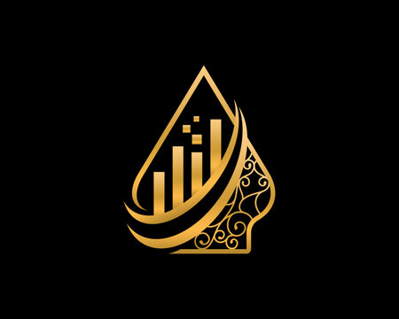 Javanese symbol with chart growth up inside