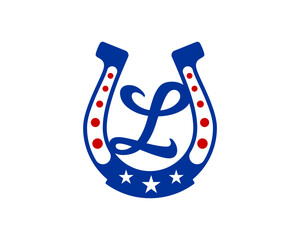 L Letter on the horse shoe vector logo