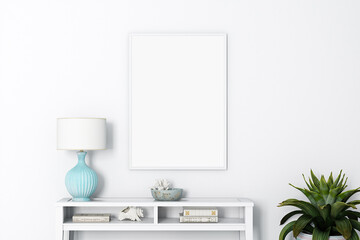 Mockup poster, white wall lamp with a background