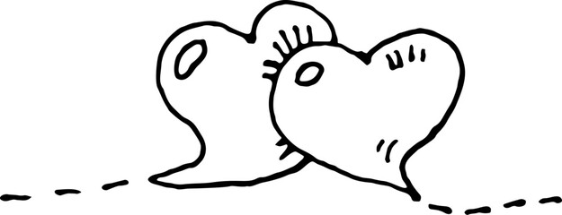 Hearts with each other sketch vector illustration on white background