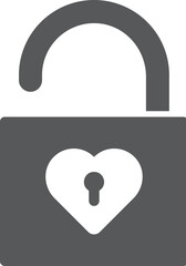 Open heart lock vector icon