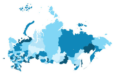 Russia Vector Map (with subdivisions) with major cities mapped (optionally). Map includes new regions