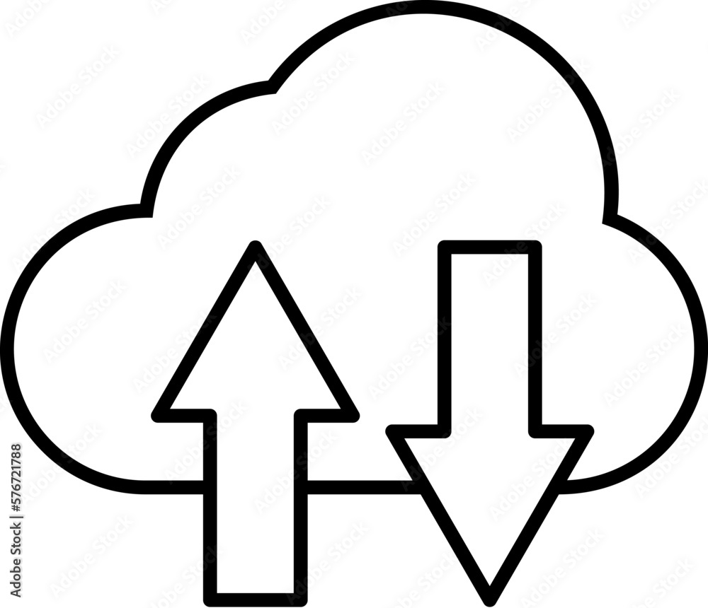 Poster arrow, cloud icon. simple outline vector of web design development set icons for ui and ux, website 
