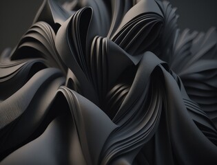 Lines and folds of fabric in dark metallic tones created with Generative AI technology