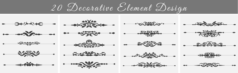 Fototapeta premium 20 set of hand drawn decorative divider floral elements illustration design for your essential projects.