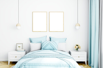 Bedroom frame mockup, 3d render