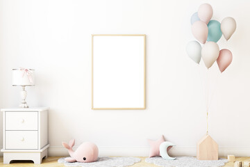 Boho baby room mockup frame, 3D render	