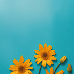 yellow flowers on a blue background