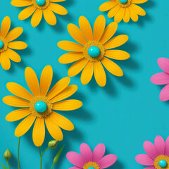 yellow flowers on a blue background