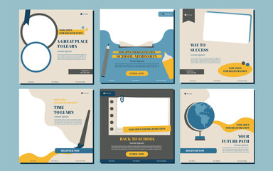 School admission square banner. Suitable for educational banner and social media post template