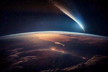 Comet Passing Earth Illustration Generative AI
