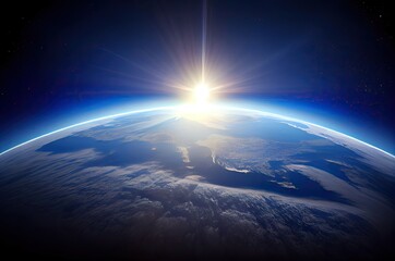 Fototapeta na wymiar Sun And Earth View From Space Illustration Generative AI