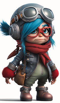 Cute Little Gnome Woman Pilot Generative Ai