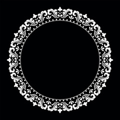 Decorative frame Elegant vector element for design in Eastern style, place for text. Floral black and white border. Lace illustration for invitations and greeting cards