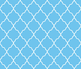 Naklejka premium Abstract geometry pattern in Arabian style. Seamless vector background. White and blue graphic ornament. Simple lattice graphic design