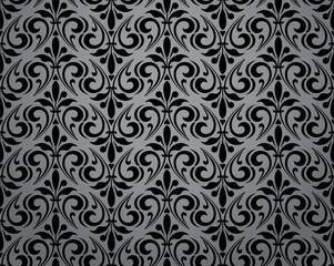 Flower geometric pattern. Seamless vector background. Black and gray ornament