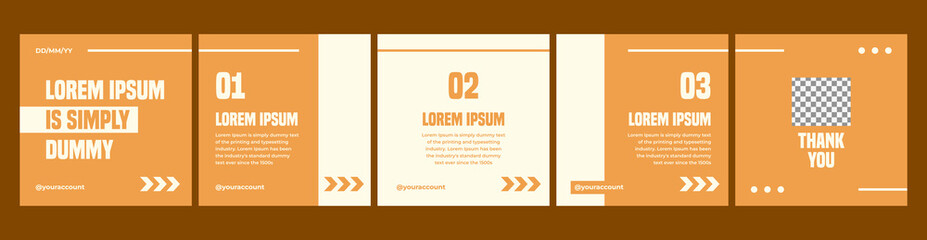carousel layout template for social media. banner, carousel or microblog template with a warm color theme - obrazy, fototapety, plakaty