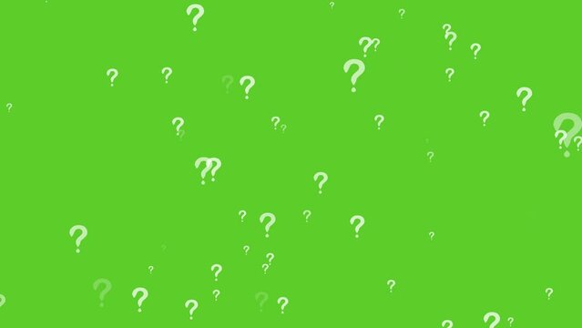 Question mark large size cone effect particle element on the green screen background concept what when where why and how to