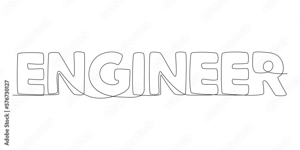 Fototapete one continuous line of engineer word. thin line illustration vector concept. contour drawing creativ