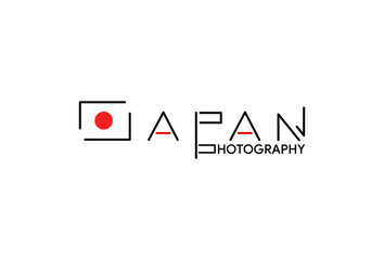 illustration vector graphic logo design. combination logotype JAPAN, frame, and japan symbol flag