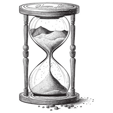 Hand Drawn Engraving Pen And Ink Sand Clock Vintage Vector Illustration