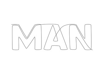 One continuous line of Man word. Thin Line Illustration vector concept. Contour Drawing Creative ideas.