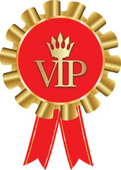 Gold VIP member rosette. Vector