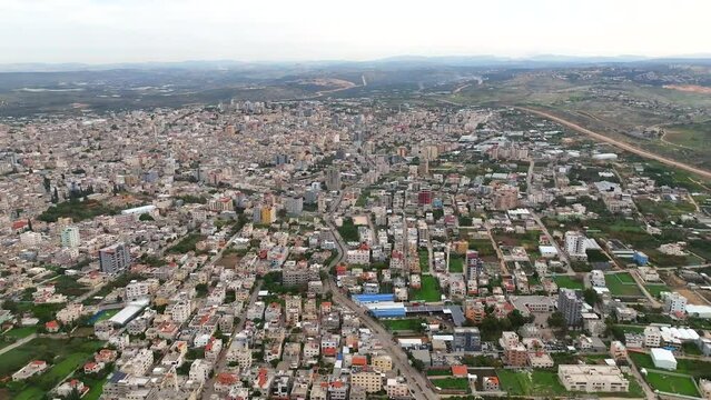Qalqilya Governorate Palastenian National Authority, Aerial view of the city skyline

