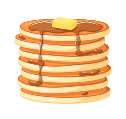 Pancakes with butter isolated on white background